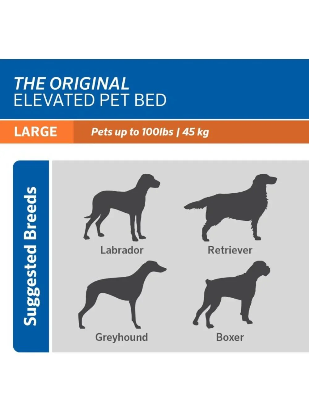 Elevated Dog Bed - Breathable Off-The-Ground Pet Bed with Cooling Fabric, Large